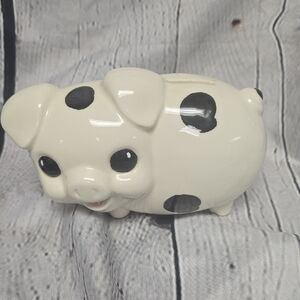 Ceramic Piggy Bank with Black Spots